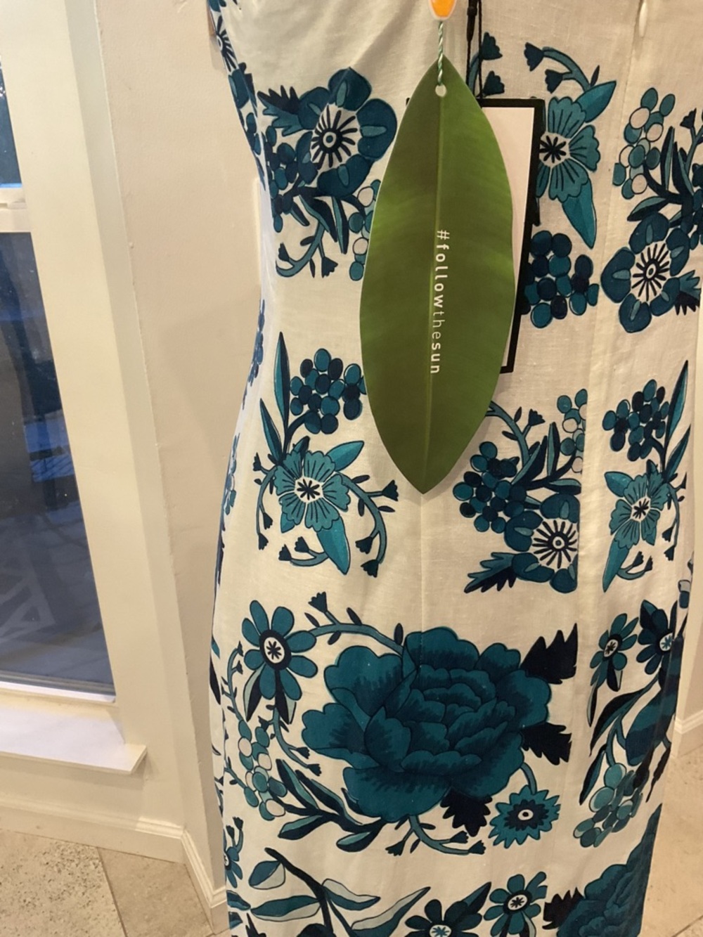 FARM Rio White Dress with Teal & Navy Floral Print - Picture 10 of 15